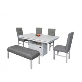 Antecomedor Belgica 4 Sillas 1 Banca - Gris