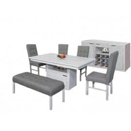 Comedor Belgica 4 Sillas 1 Banca con Buffet - Gris