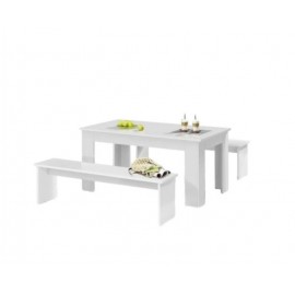 Comedor Con 2 Bancos Kamin Blanco