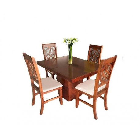 Comedor Leo 4 Sillas - Nogal
