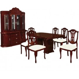 Comedor Modelo Grecia 6 Sillas/Buffet y Vitrina - Cherry