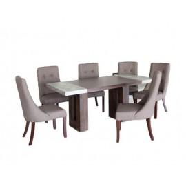 Comedor Modelo Terra 6 sillas - Tabaco y Concreto