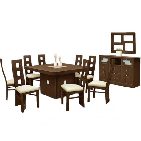 Comedor Parma 8 Sillas con Buffet - Chocolate