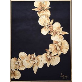 Cuadro Decorativo Orquideas Oro