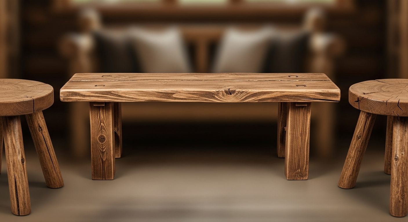 Muebles de madera con calidez artesanal